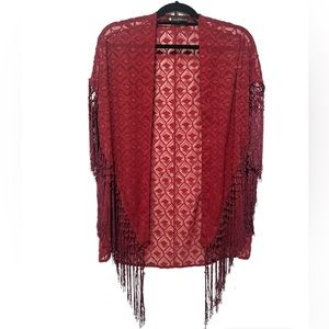House of Harlow Fringe Burgundy Kimono (Size M)